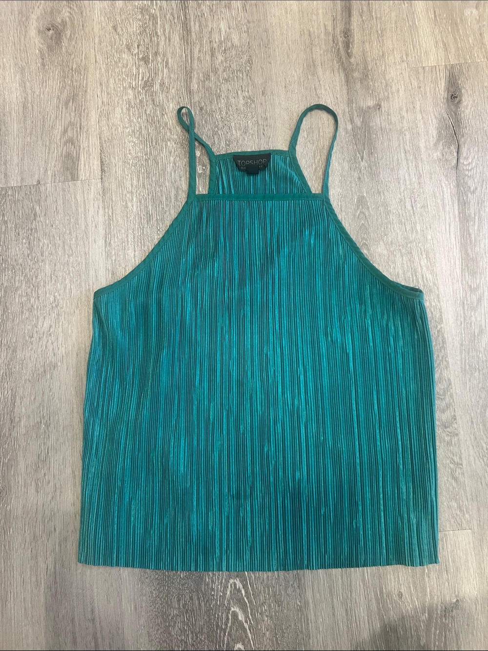 Topshop Teal Pleated Halter Cami